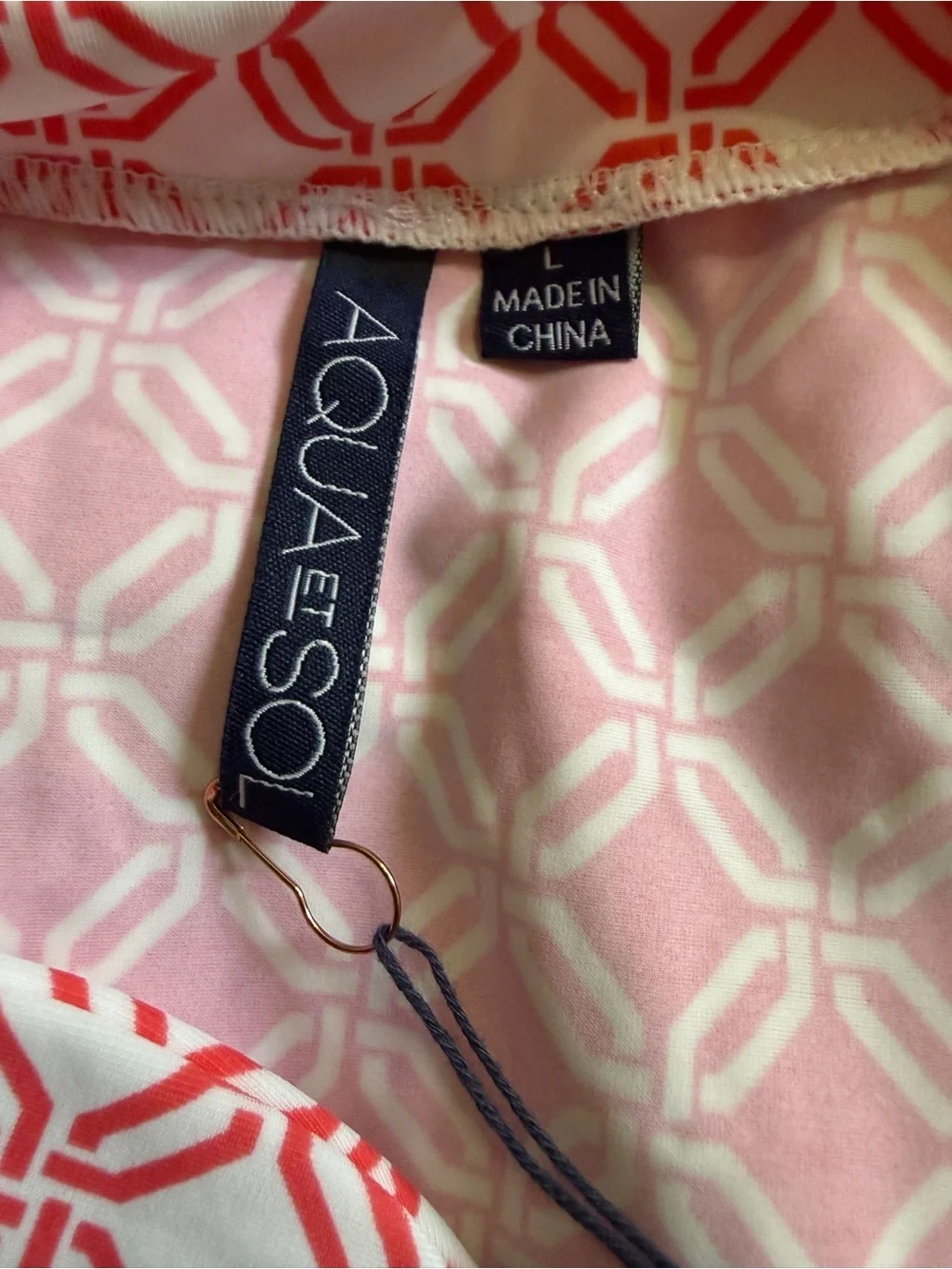 Aqua Et Sol Pink and White Geometric Women's Swim Large Coverup Tunic